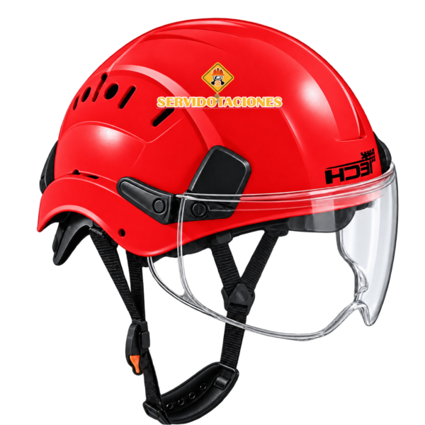 casco rojo visor Visor Casco Rescate