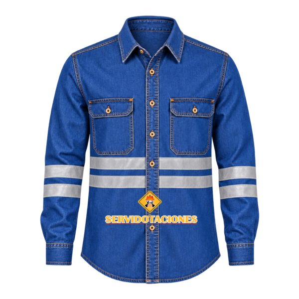Camisa jean reflecgivo gris hombre Camisa Jean 7onz Reflecto Gris / Caballero - Dama